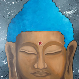 Budda medytujący w niebieskiej szacie