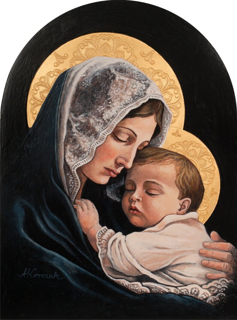Madonna w koronkowej chuście z Dzieciątkiem
